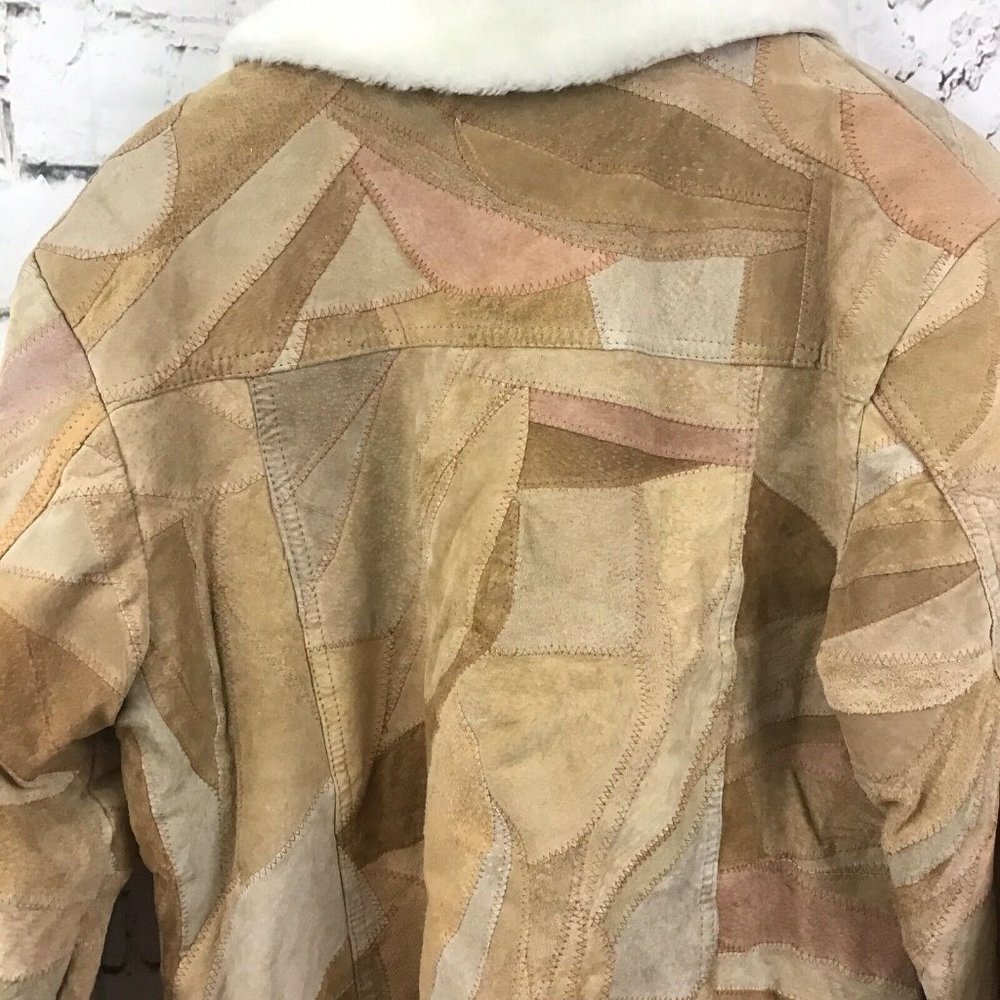 Vtg 70's Jacket Leather Suede Patchwork Womens Sz… - image 5